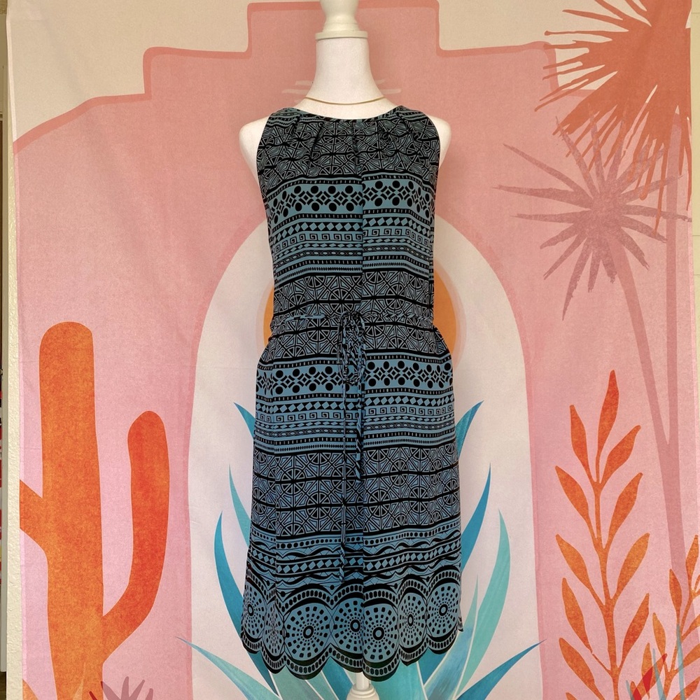 LOFT Tribal Print Dress with Scalloped Hem, size 12